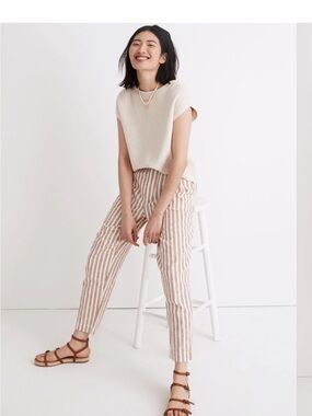 Madewell Linen-Cotton Track Trousers in Stripe size medium